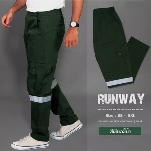 กางเกง Runway, กางเกง ทรงกระบอก, 6 กระเป๋า, สีเขียวขี้ม้า